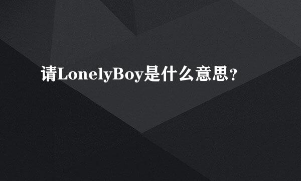 请LonelyBoy是什么意思？