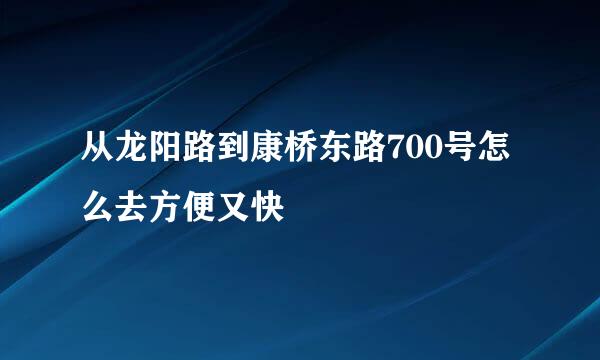 从龙阳路到康桥东路700号怎么去方便又快