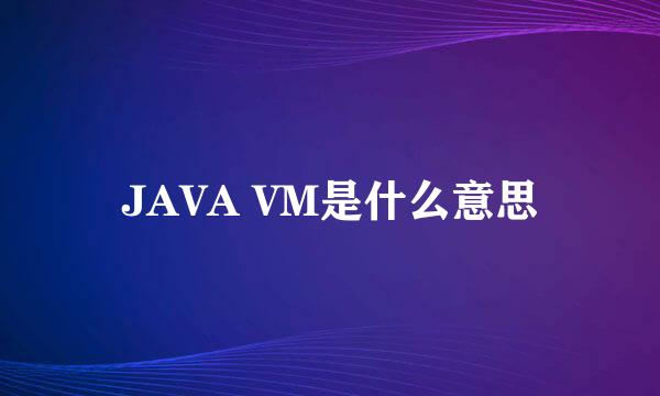 JAVA VM是什么意思