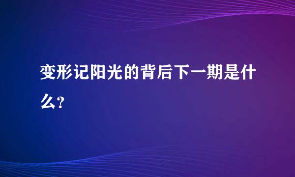 变形记阳光的背后下一期是什么？