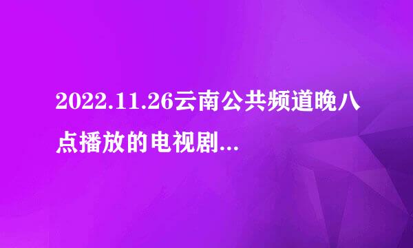 2022.11.26云南公共频道晚八点播放的电视剧叫什么名字