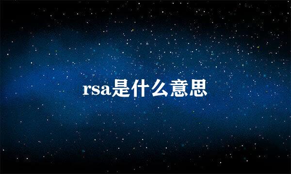 rsa是什么意思