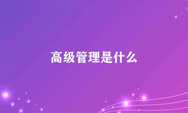 高级管理是什么