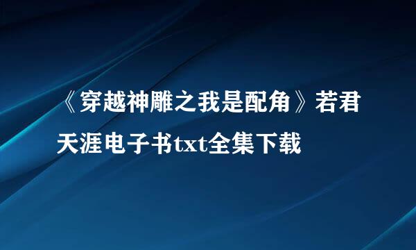 《穿越神雕之我是配角》若君天涯电子书txt全集下载