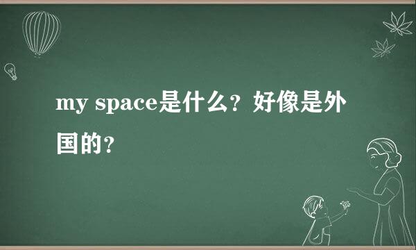 my space是什么？好像是外国的？