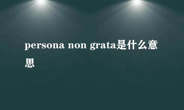 persona non grata是什么意思