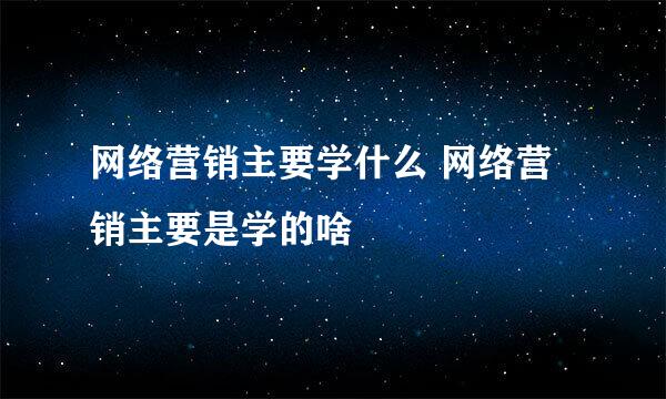 网络营销主要学什么 网络营销主要是学的啥