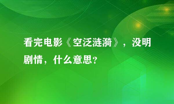 看完电影《空泛涟漪》，没明剧情，什么意思？