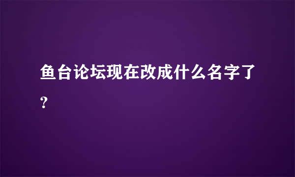 鱼台论坛现在改成什么名字了？