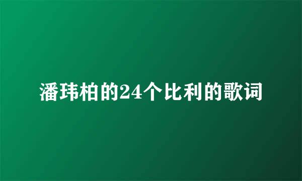 潘玮柏的24个比利的歌词