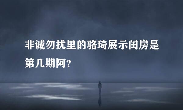 非诚勿扰里的骆琦展示闺房是第几期阿？