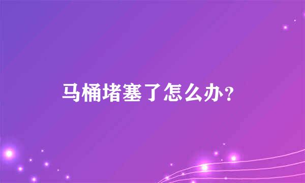 马桶堵塞了怎么办？