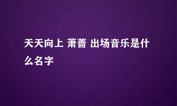 天天向上 萧蔷 出场音乐是什么名字