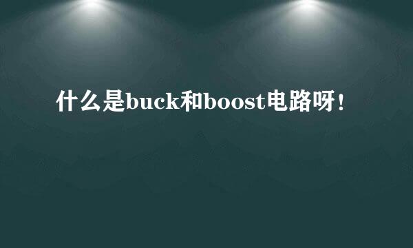 什么是buck和boost电路呀！