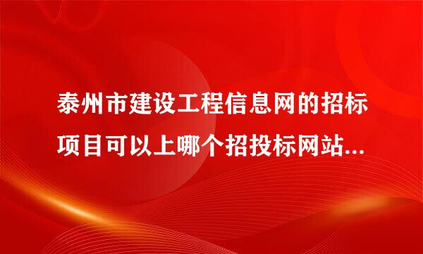 泰州市建设工程信息网的招标项目可以上哪个招投标网站进行查看？