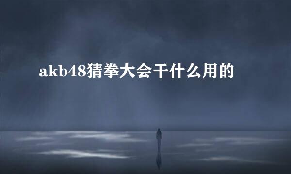 akb48猜拳大会干什么用的