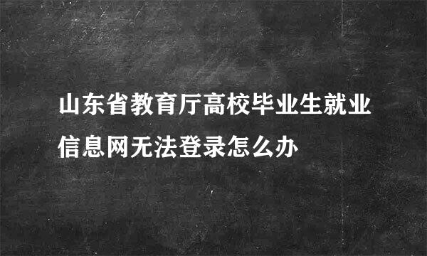 山东省教育厅高校毕业生就业信息网无法登录怎么办