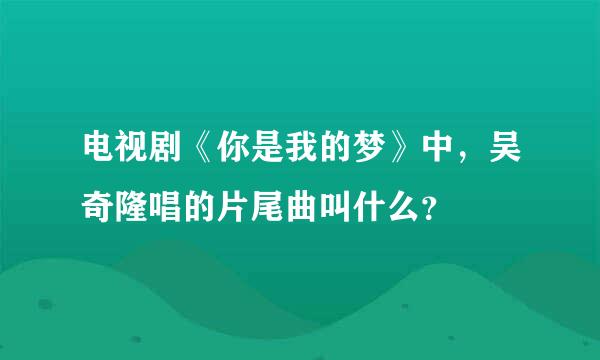 电视剧《你是我的梦》中，吴奇隆唱的片尾曲叫什么？