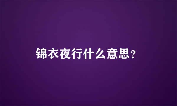 锦衣夜行什么意思？