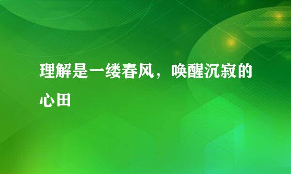 理解是一缕春风，唤醒沉寂的心田