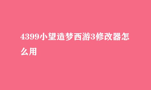 4399小望造梦西游3修改器怎么用