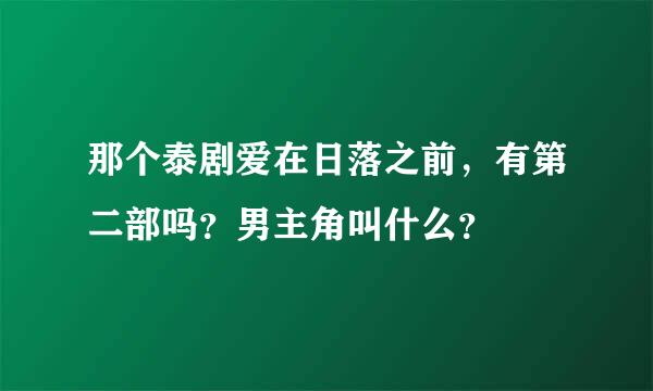 那个泰剧爱在日落之前，有第二部吗？男主角叫什么？