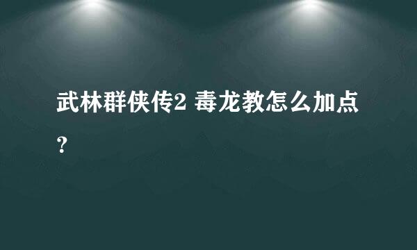 武林群侠传2 毒龙教怎么加点？