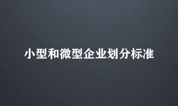 小型和微型企业划分标准