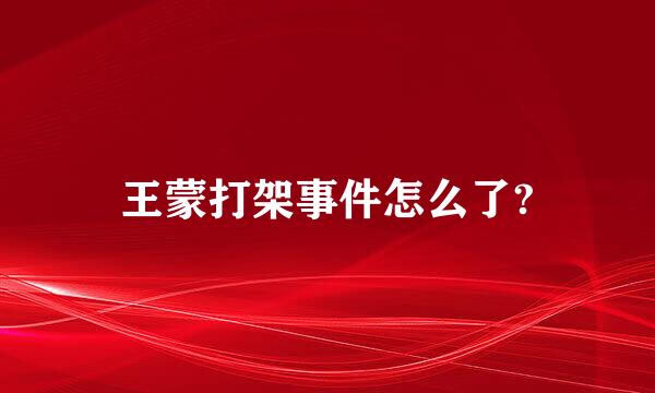 王蒙打架事件怎么了?