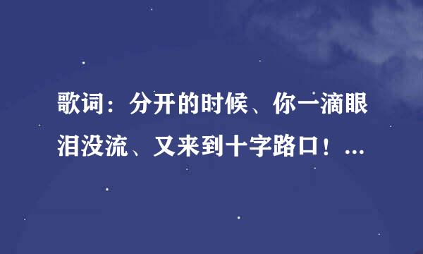 歌词：分开的时候、你一滴眼泪没流、又来到十字路口！这是什么歌？