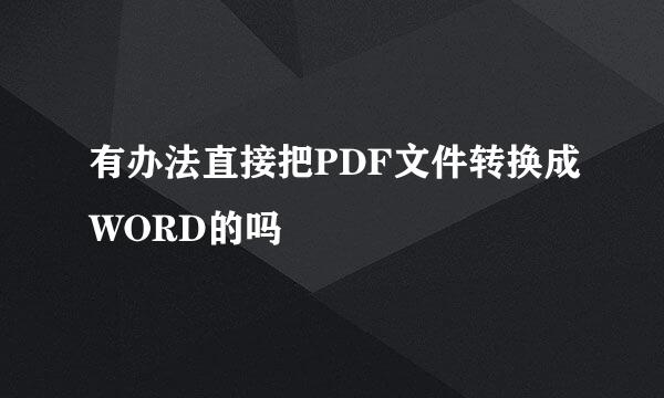 有办法直接把PDF文件转换成WORD的吗