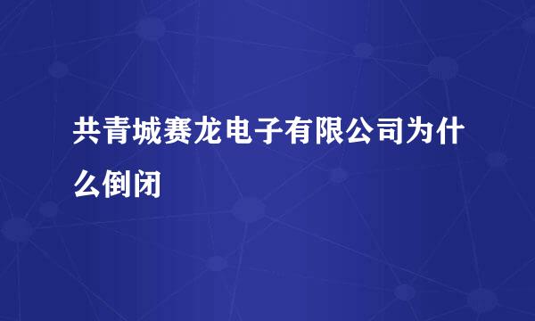 共青城赛龙电子有限公司为什么倒闭