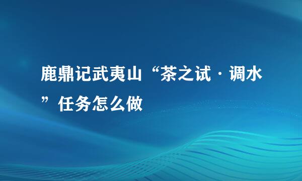 鹿鼎记武夷山“茶之试·调水”任务怎么做