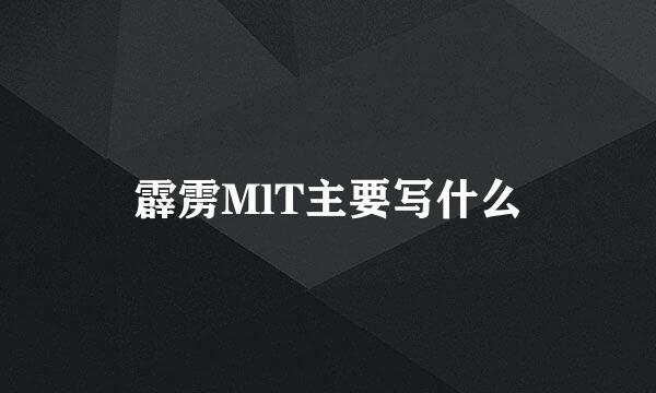 霹雳MlT主要写什么