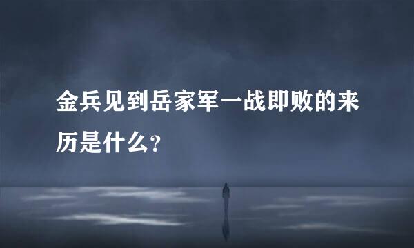 金兵见到岳家军一战即败的来历是什么？