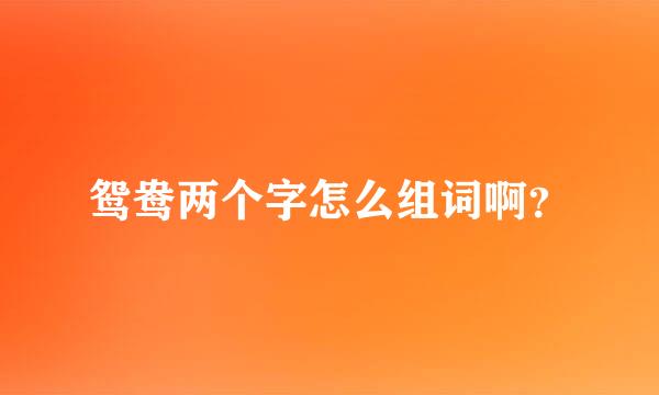 鸳鸯两个字怎么组词啊？