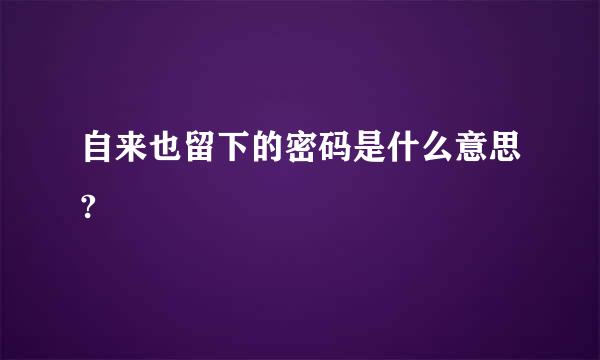 自来也留下的密码是什么意思?