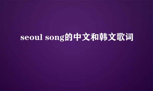 seoul song的中文和韩文歌词