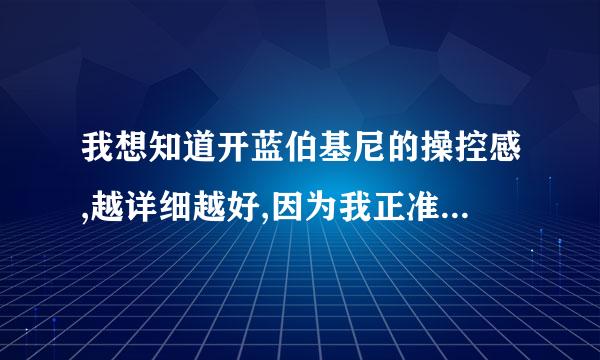 我想知道开蓝伯基尼的操控感,越详细越好,因为我正准备买,实在感激各位高手谢谢.