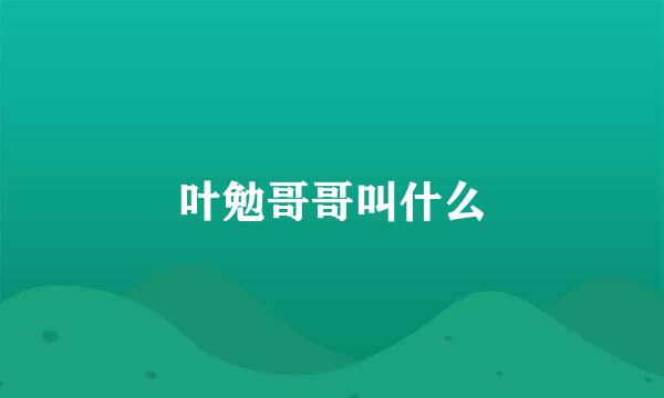 叶勉哥哥叫什么