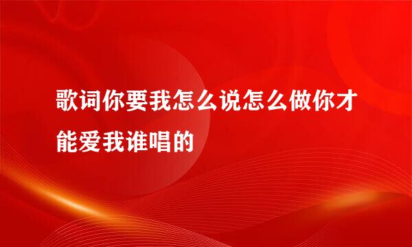 歌词你要我怎么说怎么做你才能爱我谁唱的