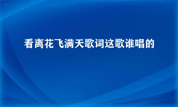 看离花飞满天歌词这歌谁唱的