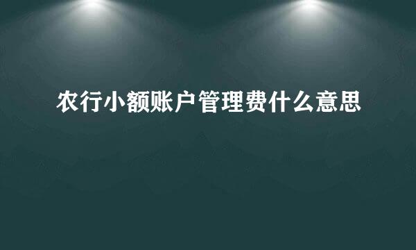 农行小额账户管理费什么意思