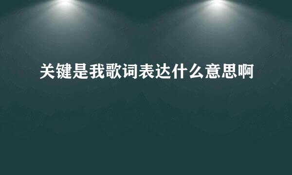 关键是我歌词表达什么意思啊