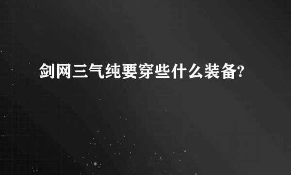 剑网三气纯要穿些什么装备?