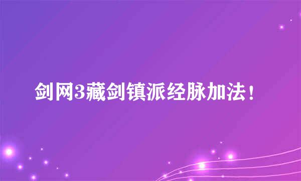 剑网3藏剑镇派经脉加法！