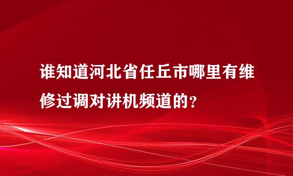 谁知道河北省任丘市哪里有维修过调对讲机频道的？