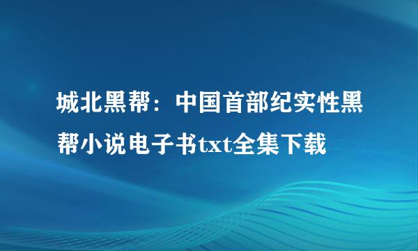 城北黑帮：中国首部纪实性黑帮小说电子书txt全集下载