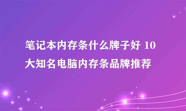 笔记本内存条什么牌子好 10大知名电脑内存条品牌推荐