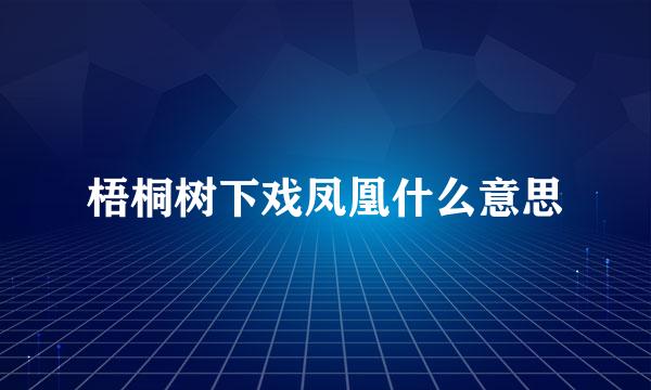 梧桐树下戏凤凰什么意思